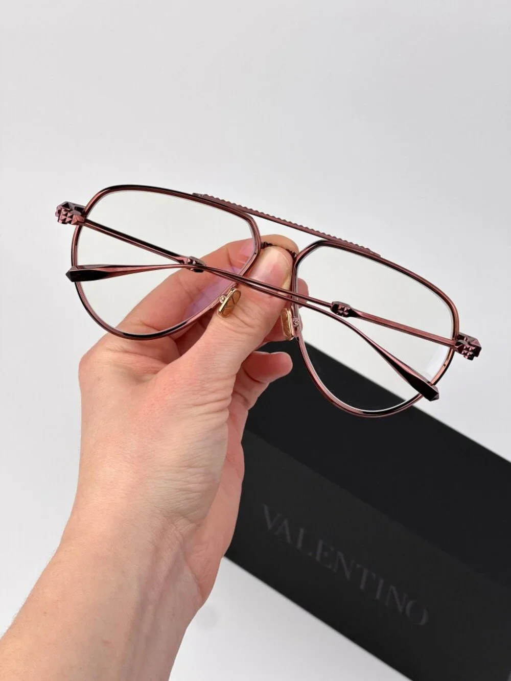 Valentino Unisex Eyeglasses – Rose Gold Pilot Frame V-STUD-II VLX-133 C